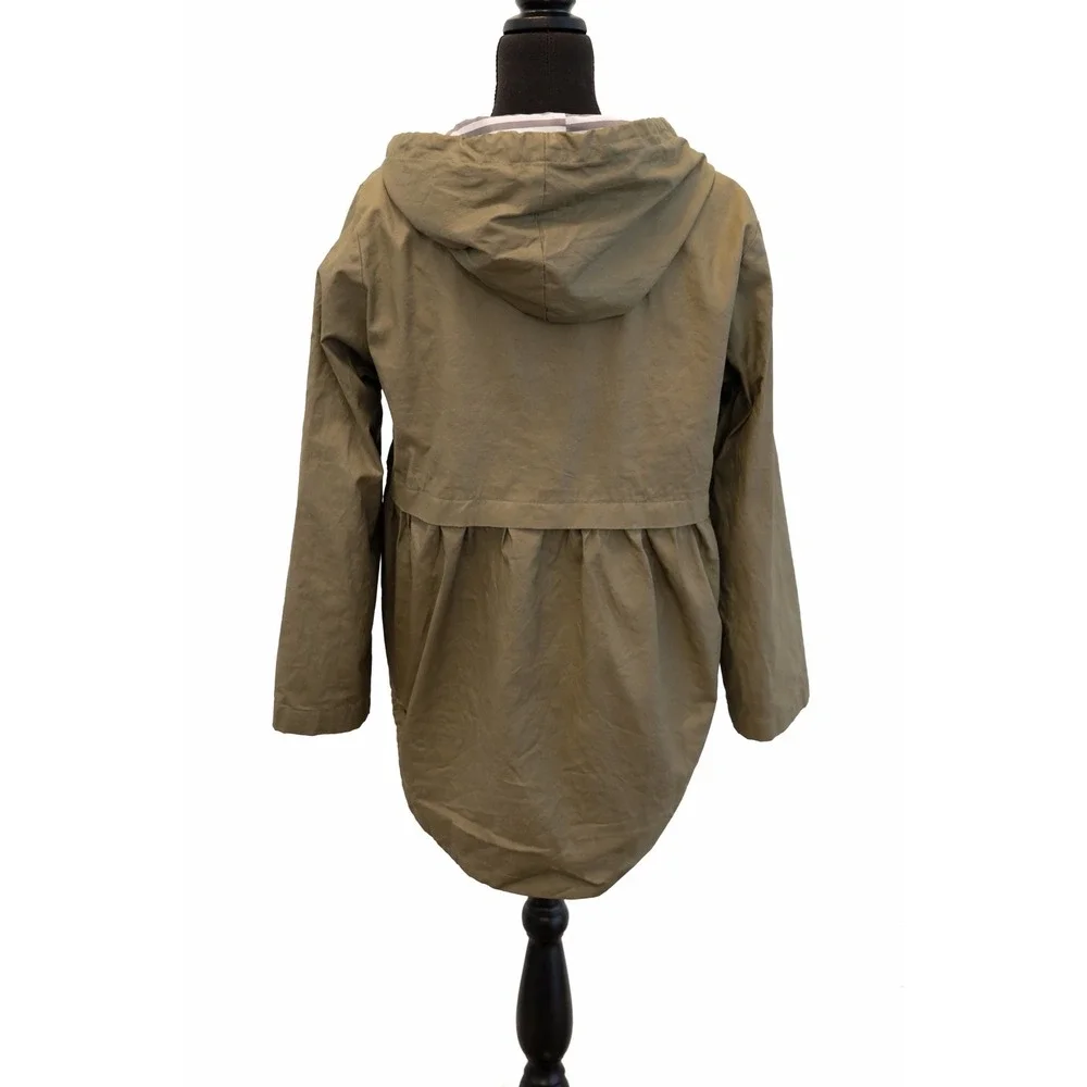 Matilda Jane Olive Green Hooded Utility Jacket Peplum Pleated Anorak Medium - Picture 3 of 7